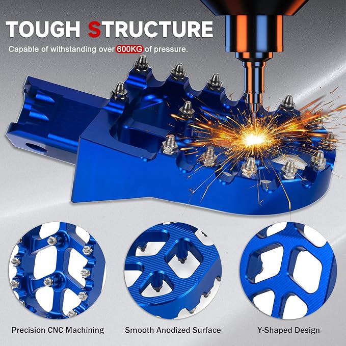 Mini Bike Foot Pegs CNC Anti-Slip Wide Footpegs for CRF50 CRF70 Coleman CT100U CT200U BT200X CC100X CRF XR50 70 110 125 SSR Apollo TaoTao Motorcycle Dirt Bike Pit Bike Pedal (Blue)