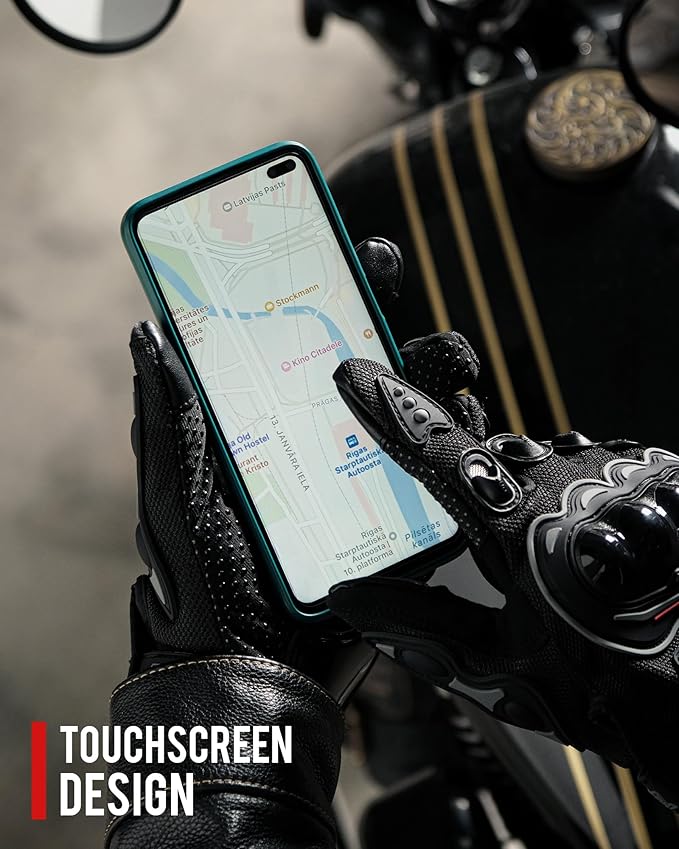 IRON JIA'S Motorcycle Gloves for Men and Women - Motorbike Powersports Racing Gloves with Hard Knuckle Touchscreen for BMX ATV MTB Riding