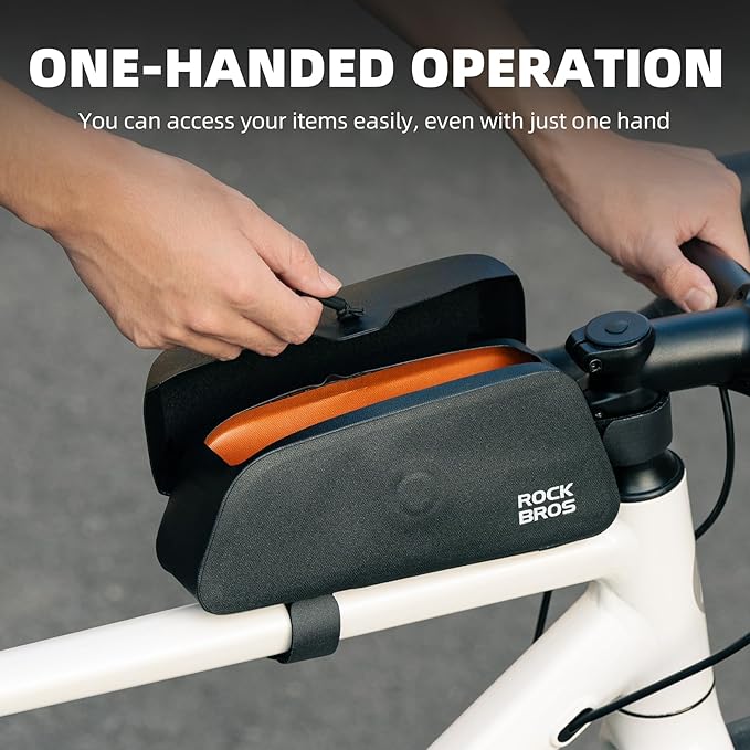 ROCKBROS Bike Frame Bag with Magnetic Flap Top Tube Bike Bag Waterproof Bike Packing Cycling Tools Storage Bag for MTB Road Bike