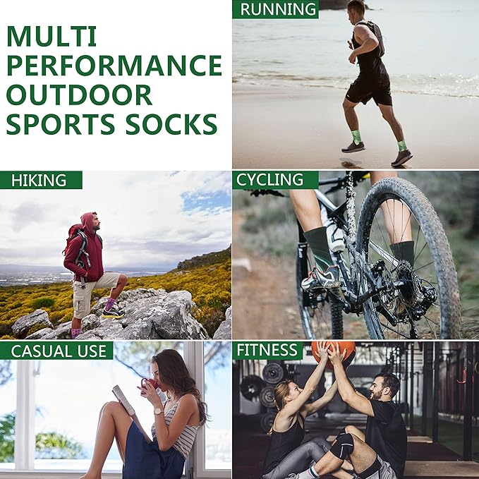 HUSO Hiking Socks Men Women Fashion Novelty Digital Printing Sports Crew Socks 3, 4 Pairs