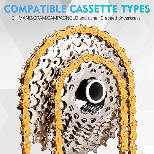 BUCKLOS 6/7/8/9/10/11/12 Speed Bike Chain, High Performance Lightweight Bicycle Chains for Road Bike/Mountain Bike/Ebike,Compatible with Shimano, SRAM, Campagnolo Silver/Gold