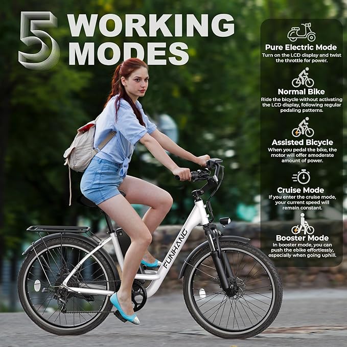 Electric Bike for Adults, 26" City Cruiser Ebike with 1000W Peak Motor, 21.7MPH 50 Miles Commuter Adult Electric Bicycles with 48V Battery, Adjustable Stem, 7-Speed, UL 2849 Certified