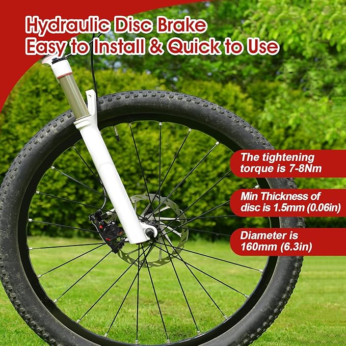 Hydraulic Brakes, MT200 Hydraulic Brakes for Ebike, 160mm/6.3-in Discs Bike Parts Dual-Piston Hydraulic Disc Brake Kit Aluminum Alloy Parts with Tools, Folding Bike/Ebike/Scooter/Fat Bike