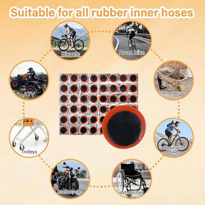 96 Pcs Bike Bicycle Tire Patches, Not Self Adhesive Rubber Patch, Outdoor Cycling Bicycle Tire Tool, Bicycle Inner Tube Puncture Patch for All Inflatable Inner Tubes in Road Emergency