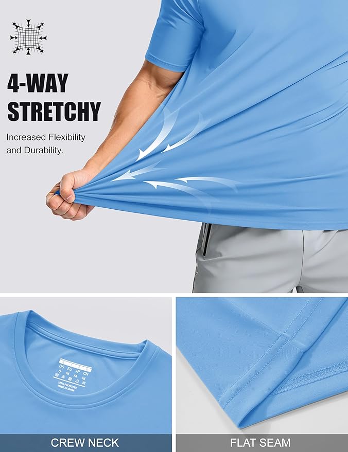 MAGCOMSEN Men's Short Sleeve UPF 50+ T-Shirt Quick Dry Workout Athletic Running Swim Tops Tee Rash Guard Performance Shirts