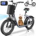 Caroma Electric Scooter with Seat for Adults, 800W Peak Motor, 20MPH & 30Miles Long Range, 20" Fat Tire Commuter E-Scooter with Basket for Grocery, Pets, and Daily Commute
