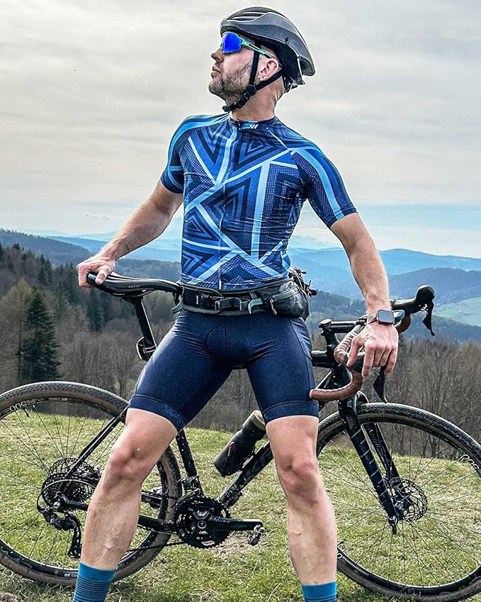 Wulibike Men's Cycling Jerseys Short Sleeve Bike Biking Shirts Full Zip with Pockets Road Bicycle Clothing