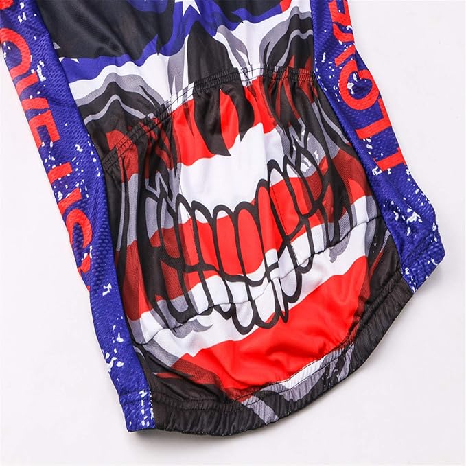 Cycling Jersey Men USA Summer Bike Short Sleeve 3-Pockets Breathable Quick-Dry Shirt S-3XL