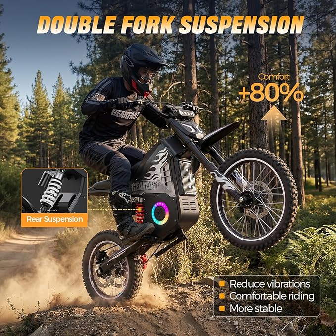 Electric Dirt Bike, 14"/12" Fat Tire 3000W Peak 40 MPH Electric-Motorcycle with 48V 23.4AH Battery Dual Hydraulic Brakes Mountain Off-Road EBike for Teens Adults