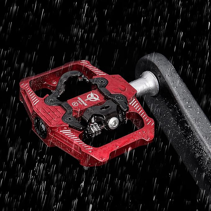 Mountain Bike Pedals - Dual Function Flat and Clipless Pedal - 3 Sealed Bearing Platform Pedals Compatible with SPD, Bicycle Pedals for BMX Spin Exercise Peloton Trekking Bike
