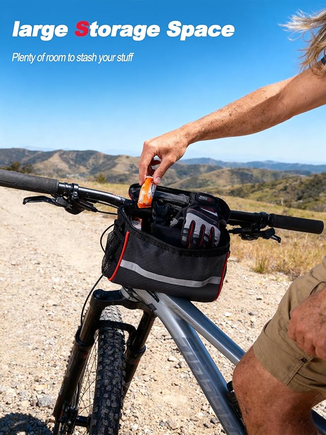 Bike/Bicycle phone handlebar front frame bag,Secured Bike Front Basket with closure Touch Screen Phone Holder