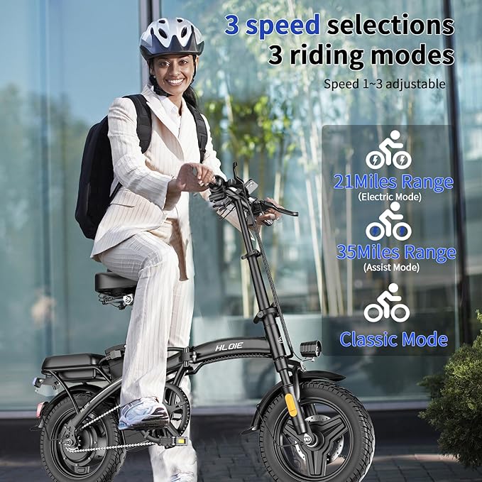 Folding Electric Bike for Adults, 500W Peak Motor, Up to 23 MPH, 14” Foldable Ebike with 48V 12Ah Battery, 35 Miles PAS Range, Mini Electric Bicycle for Adults & Teens