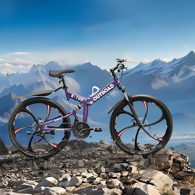 Betterland 26 Inch Adult Folding Mountain Bike, 21 Speeds Full Suspension Foldable Bikes, Dual Disc Brake, High Carbon Steel Frame Bicycle for Men Women
