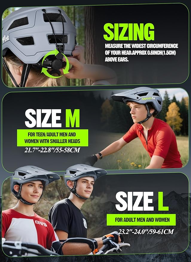 Mountain Bike Helmet for Adults & Youth Lightweight Impact-Resistant with Adjustable Dial & Removable Visor Unisex Helmet for Mountain Biking Bicycle Clcying