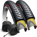 Fincci Gravel 700x35c Bike Tire with 2X Inner Tubes - Pair Foldable 700c Bike Tires, 37-622 with Nylon Puncture Protection 1mm - for Electric, Road, Folding, Hybrid Bikes, 60 TPI