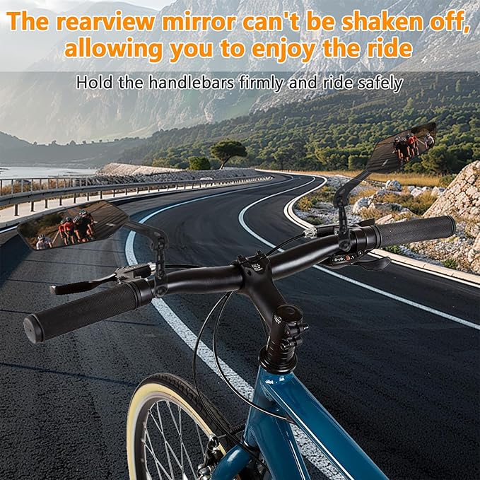 Foldable mirror for mountain bikes, 360-degree rotatable mirror, Bicycle Mirrors for Handlebars with Retractable & 360 ° Adjustable Lens （Right）