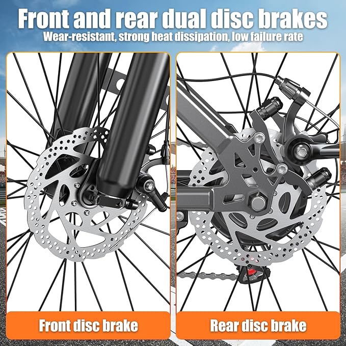 Electric Bike for Adults, 26" Commuter Ebikes with 7-Speed Gears, 25MPH Lightweight E Bike, 720W Peak Motor, 375Wh Removable Battery, 50 Miles Range, Electric Mountain Bicycles for All Terrain (Gray)