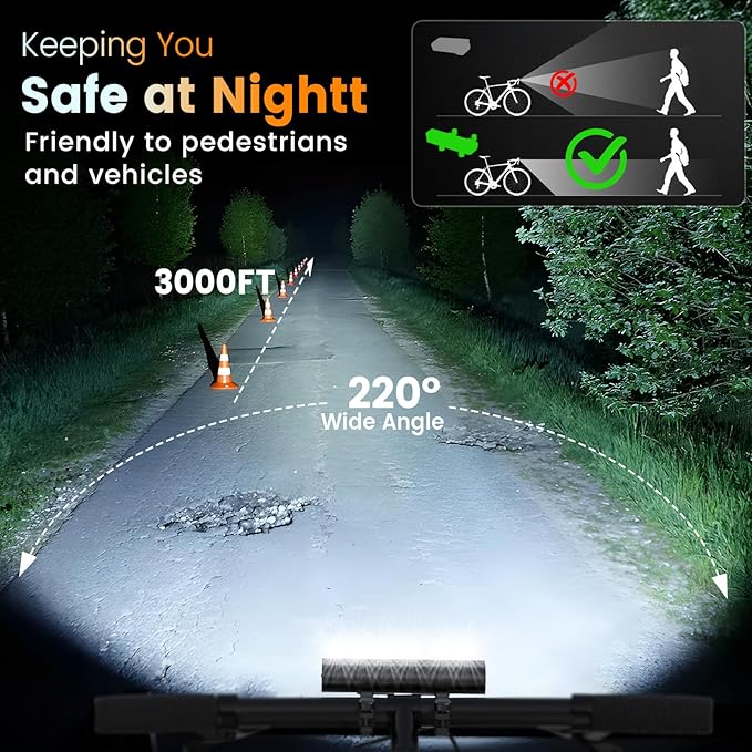2026 Upgrade 10000 Lumen Bike Light,Super Bright LED Headlight,10+Modes,8000 mAh in/Out Put Rechargeable Bicycle Light,Runtime 72+hr, Aluminum Bracket,Waterproof Bike Headlight for Cycling,Mountain