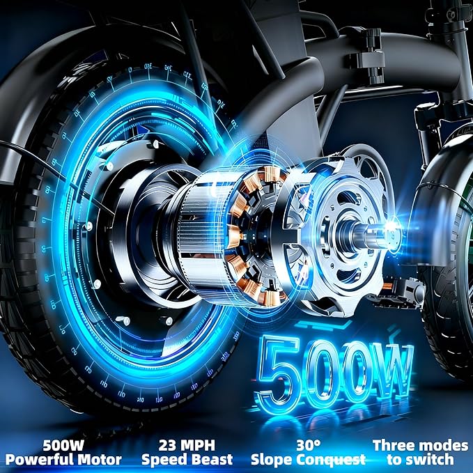 Folding Electric Bike for Adults, 500W Motor 19MPH Speed Commuter 14" Ebike, 35 Miles PAS Range,48V 10.4Ah Removable Battery, 3-Level Pedal Assist, UL 2849 Certified, Mini Foldable Electric Bicycle