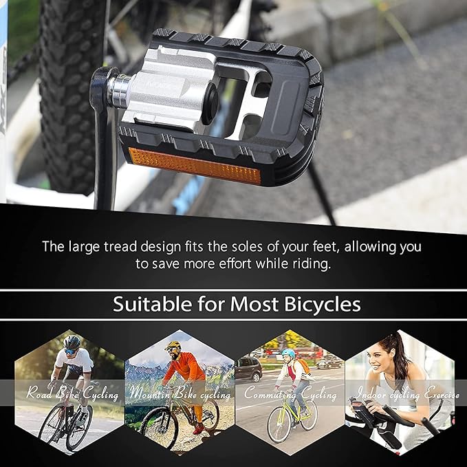 KABON Folding Bike Pedals, Bicycle Foldable Pedals with Aluminum, Universal 9/16 inch Non-Slip Cycling Pedals for Folding Bike, BMX Bike, Road Bike, Mountain Bike MTB