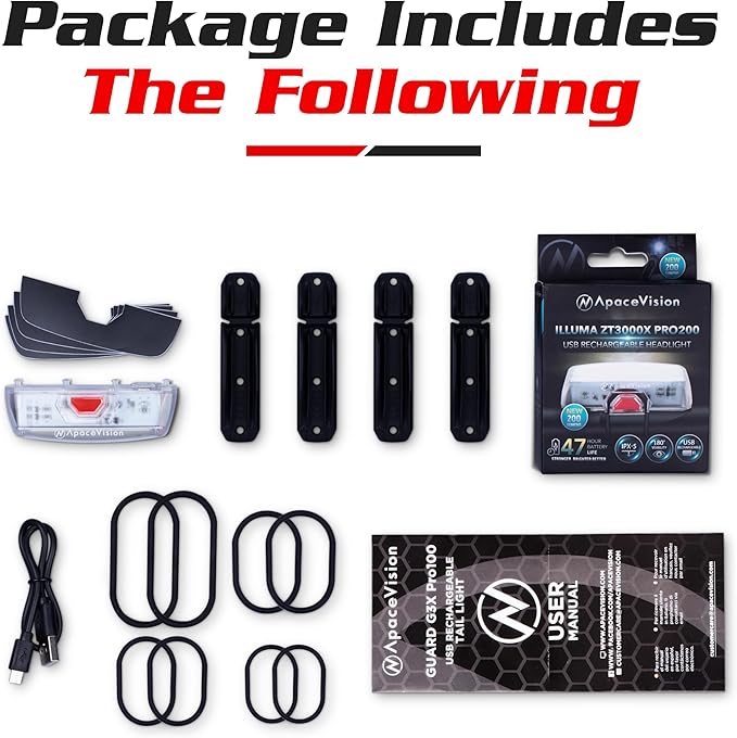 Apace Illuma ZT3000 USB Rechargeable Front Bike Light with 200 Lumens Light for Optimal Visibility on Bike
