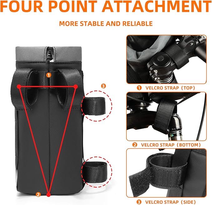Bike Handlebar Bag Lightweight Waterproof Front Frame Water Bottle Holder Bag Large-Capacity Insulated Handlebar Bottle Cup Bag for Road Mountain Bicycle Outdoor Cycling Travel 2PCS