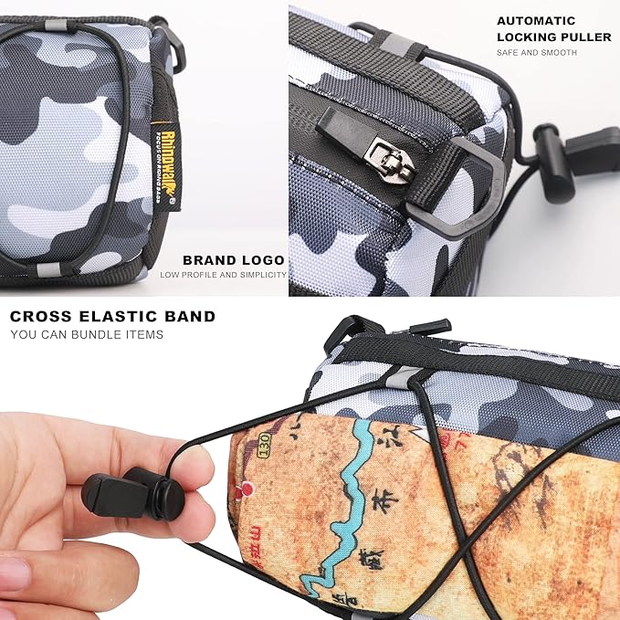 Rhinowalk Bike Handlebar Bag, Bicycle Front Bag Shoulder Bag Storage Bag with Shoulder Strap for Road Mountain Bike Cycling Travel