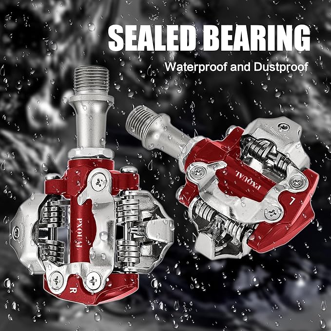 SPD Bike Pedals, 9/16 "Mountain Bike Pedal, Aluminum Alloy Sealed Clipless Pedals Compatible with SPD Type Cleats - Easy Clip in & Out