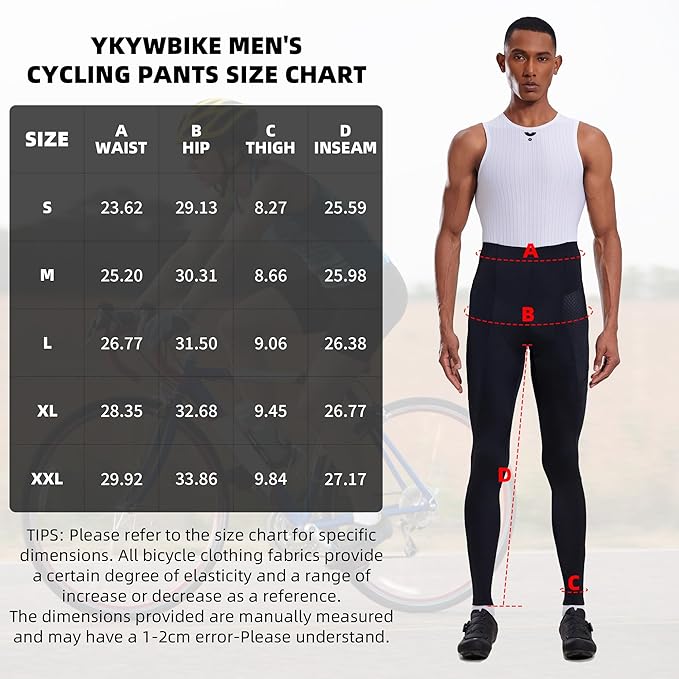 YKYWBIKE Cycling Pants for Men - Elastic Interface Padded Compression Pants Bicycle Pants Cycling Tights Leggings Bike Shorts