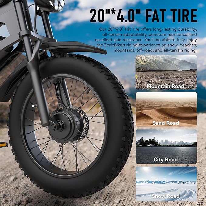 Electric Bike for Adults,48V 20AH - Peak Power 1500/3000W Brushless Motor Electric Bicycle - Max Speed 31-35MPH - Max 80 Miles Range - 20" x 4.0" Fat Tire Dirt E-Bike,7-Speed