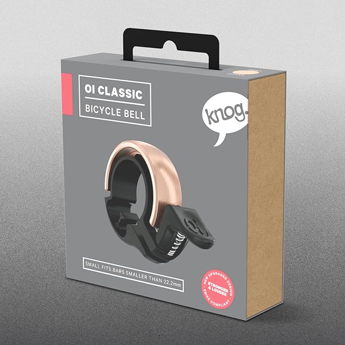 Knog Oi Bike Bicycle Bell - Original Luxury Styles, Built-in Cable Clip, Adult/Youth Bicycle Bell (Black, Copper, Brass, Aluminum)