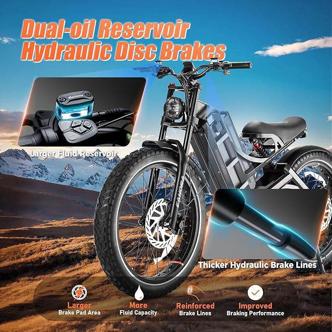 eAhora 2025 Romeo Ultra/Romeo 2 Peak 3000W/2500W 42/40 Mph Electric Bike for Adults 60V 70Ah/52V 60Ah 100-200Miles Long Range Ebike 26" Fat Tire Full Suspension Electric Bicycle