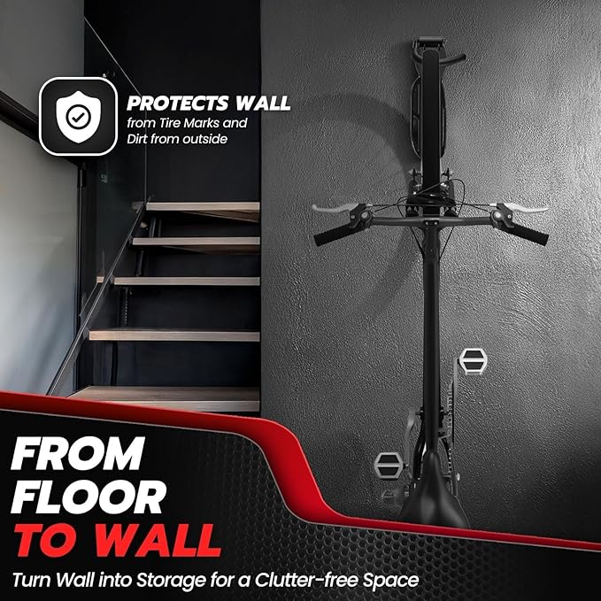 Flexzion Garage Bike Rack Wall Mount (1 Pack) - Vertical Bicycle Rack Hanger Wall Mounted Storage Holder with Screws - Easily Hang/Detach Bike Hooks for Indoor, Apartment, Shed, up to 44lbs(20Kg)