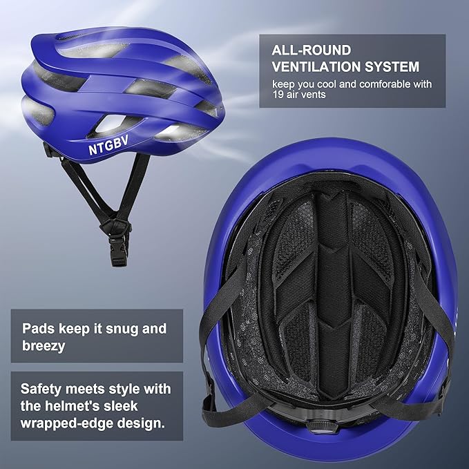 Adult Bike Helmet for Men/Women with Helmet Bag 2 Removable Moisture-Wicking Liners Adjustable Dial Comfort Fit Lightweight Shockproof CPSC 1203 Safety Certified for Road-Ready/Urban-Commute/MTB