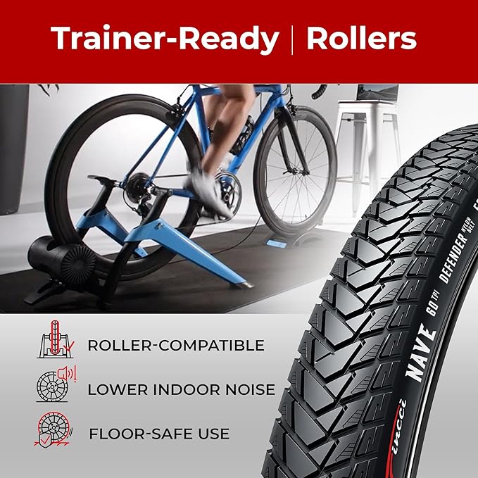 Fincci City 700x35c Bike Tire - Foldable 700c Tires, 37-622 with 1 mm Puncture Proof Resistant - Black Kevlar Road Bike Tire 28 inch for Touring, Hybrid, Electric Bicycles - 700c Wheelset