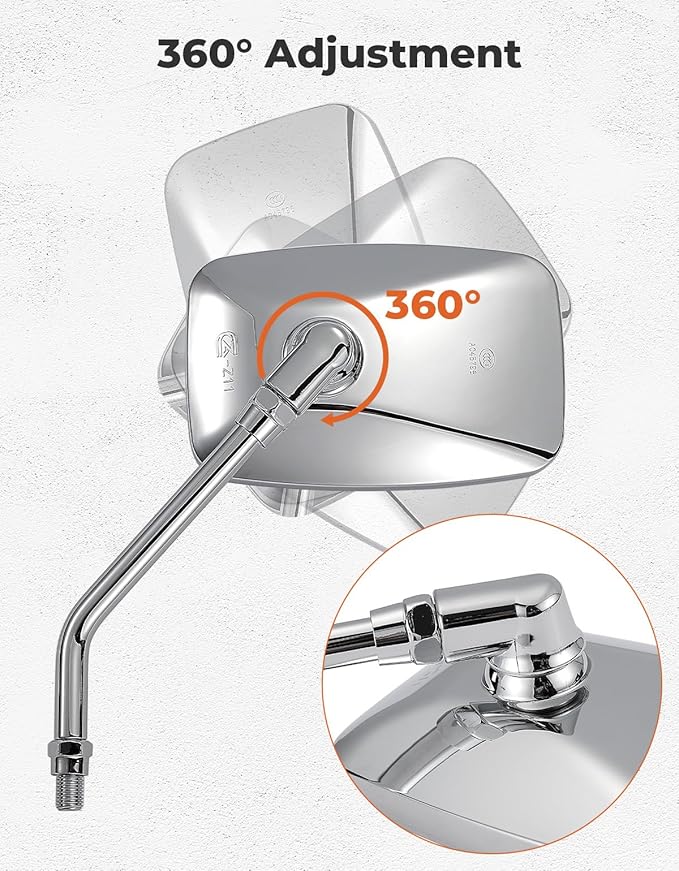 KEMIMOTO ATV Mirrors 8MM10MM Motorcycle Side Rearview Mirrors for 7/8" Handlebar Compatible with ATV Motorcycle Dirt Bike Scooter Snowmobile, Silver