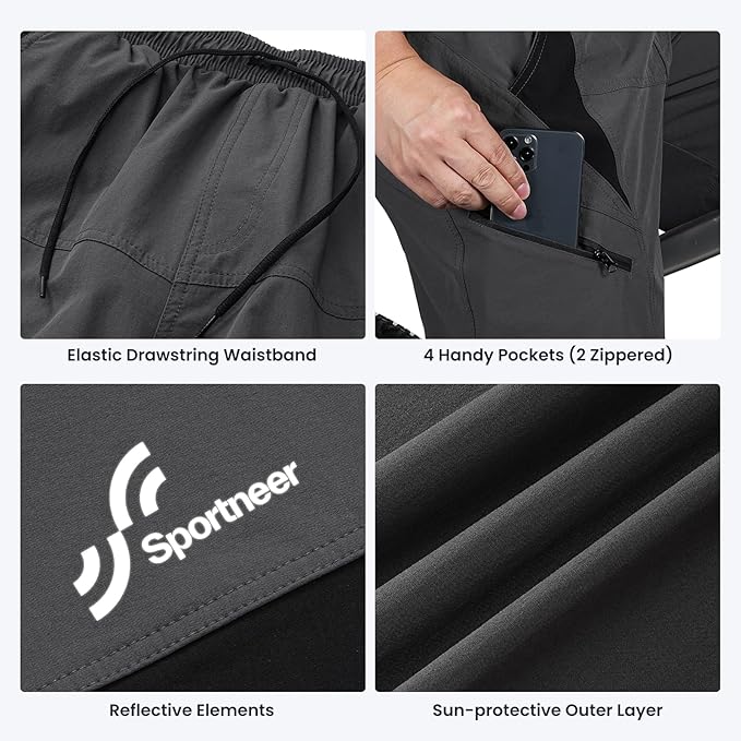 Sportneer Bike Shorts for Men: 3D Padded Lightweight Riding Biking Cycling Mountain Bike Shorts for Men with Zipper Pockets