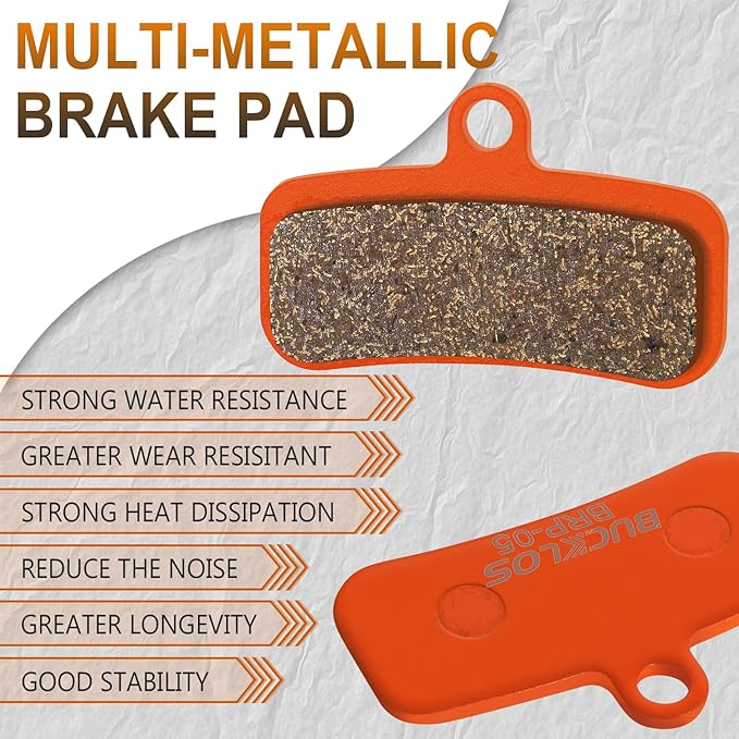 BUCKLOS Bike Disc Brake Pads - Bicycle Disk 4 Piston Pads for Shimano D02S D03S Saint Deore XT XTR SLX Zee/Tektro/TRP for Mountain Bike/Road Bike/Ebike/MTB