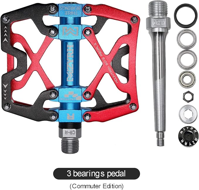 MZYRH Mountain Bike Pedals, Ultra Strong Colorful CNC Machined 9/16" Cycling Sealed 3 Bearing Pedals