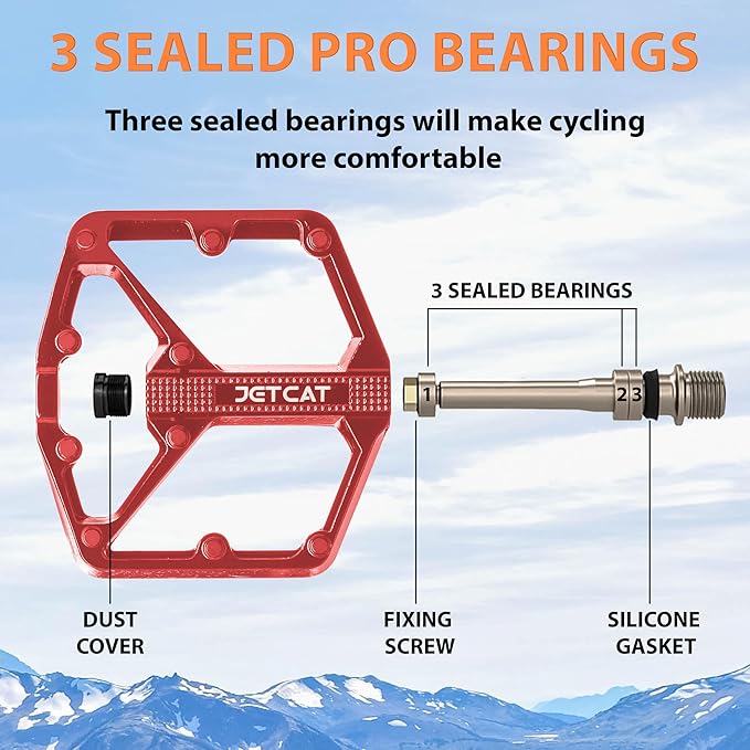 Mountain Bike Pedals Flat - MTB Pedals Flat, Bicycle Pedals, Road Bike Pedals, BMX Pedals, for BMX MTN Road Gravel EBike, Specialized Parts, Adults, Aluminum Metal Stamp 9/16"