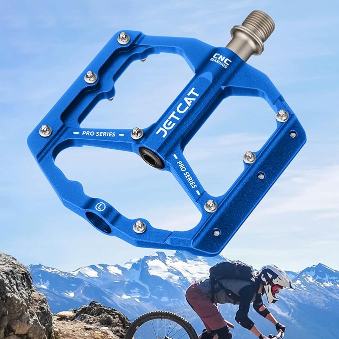 Mountain Bike Pedals Flat - MTB Pedals Flat, Bicycle Pedals, Road Bike Pedals, BMX Pedals, for BMX MTN Road Gravel EBike, Specialized Parts, Adults, Aluminum Metal Stamp 9/16"