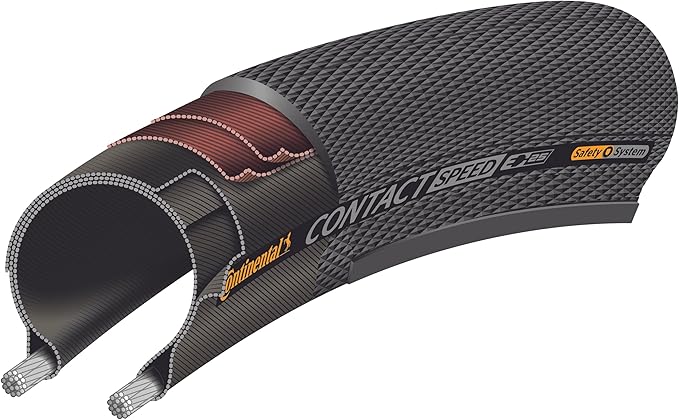Continental Contact Speed tire - clincher, wire bead, SafetySystem Breaker, E25, black/Reflex or black, 26", 27.5", 650b or 700 sizes