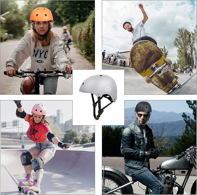 67i Bike Helmet Skateboard Helmet for Adult Cycling Bicycle Scooter Helmets for Men Women Adjustable for Multi-Sport Bicycle Scooter Inline Cycling Skateboarding