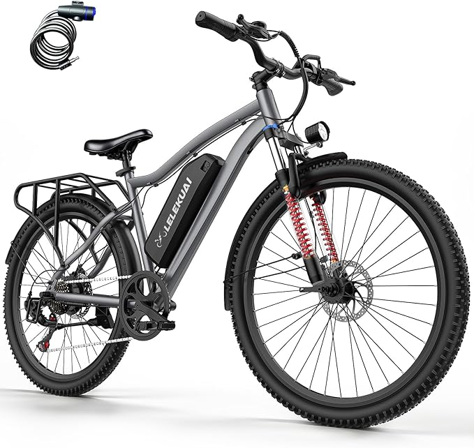 Electric Bike for Adults, 26" Commuter Ebikes with 7-Speed Gears, 25MPH Lightweight E Bike, 720W Peak Motor, 375Wh Removable Battery, 50 Miles Range, Electric Mountain Bicycle for All Terrain