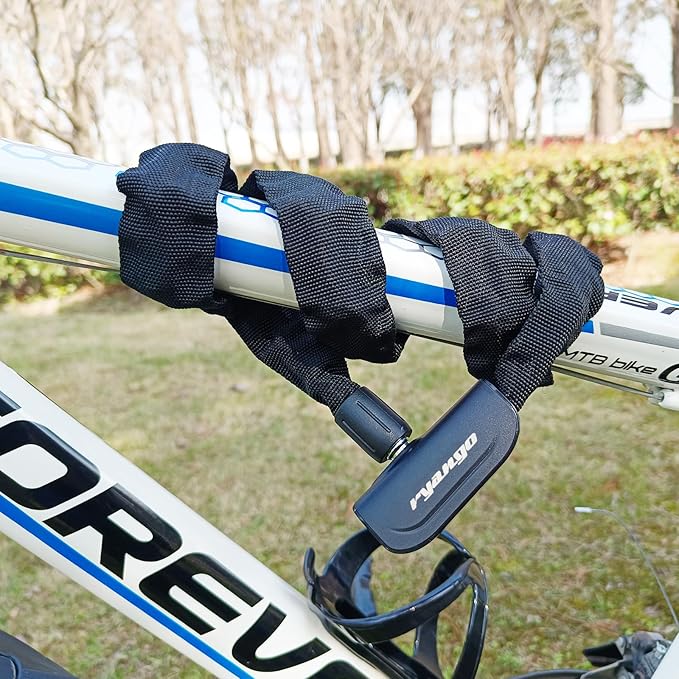 Heavy Duty Anti Theft Bike Chain Lock, 2 Keys - Bicycle, Motorcycle, E-Bike, Scooter, Gate, Door, Fence