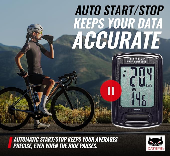 CATEYE Urban Wireless Bike Computer – Analog Speedometer & Odometer with Calorie Tracking, FlexTight™ Mount, Auto Start/Stop, Programmable Odometer & Easy Setup for All Bikes