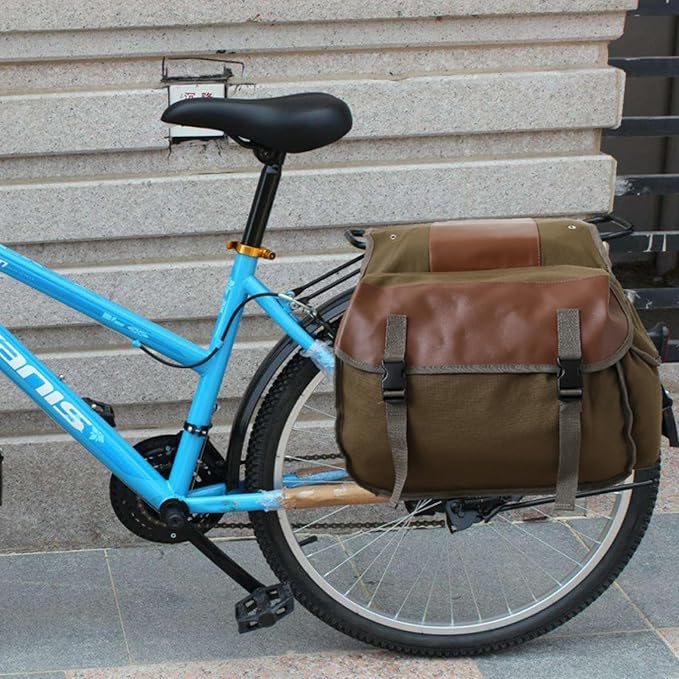 YAPJEB Bike Bags for Bicycle Rear Rack, Black Green Khaki Trunk Pannier Saddle Seat Bag Carrier for Commuter Cycling Travel(Green)