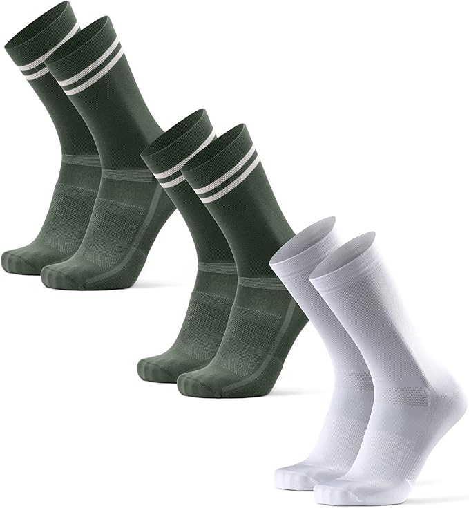 DANISH ENDURANCE Cycling Socks, Crew Length, Breathable, Cushioned, Biking Socks for Men & Women, 3 & 5-Pack