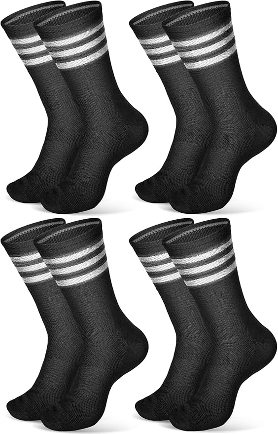 4 Pairs Glow in Dark Socks Cycling High Reflective Running Socks Night Safety Hosiery Compression Athletic