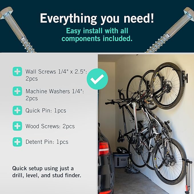 StoreYourBoard Bike Swivel Rack – Wall Mounted Garage Bike Storage, Vertical Bike Rack with 120° Swivel Hanger & Stopper – Space-Saving Bike Rack Garage Mount for Kids Bikes, BMX